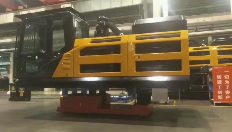 25台重载AGV——国自助力某大型挖掘机工厂打造柔性产线！